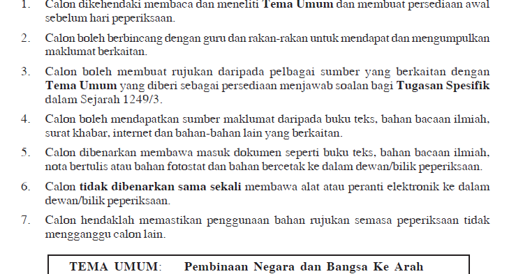 Tema Umum Sejarah Kertas 3 SPM 2014 - CIKLAILI