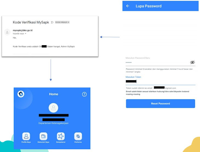 Berikut tampilan bantuan lupa password pada MySAPK