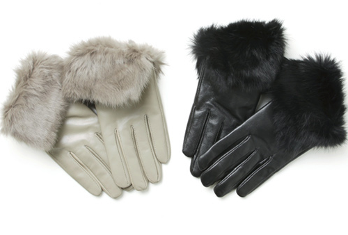 Leather Gloves with Fur Detail