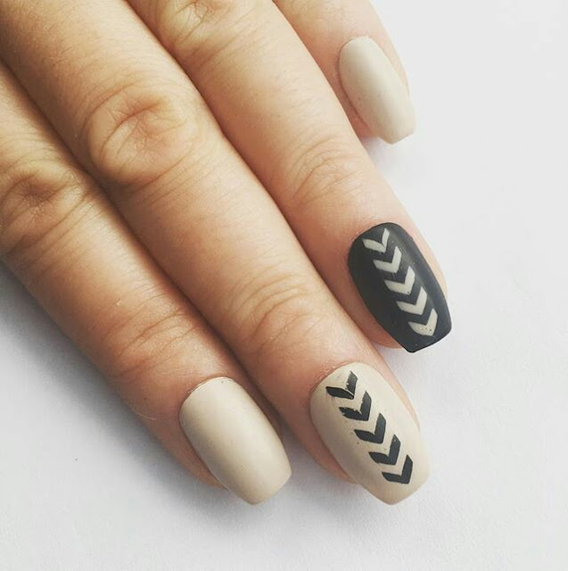 Black and nude nail art