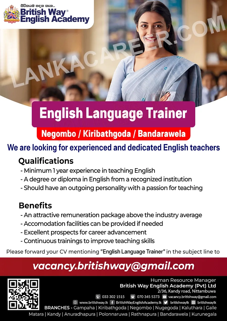 British Way English Academy Official Job Advertisement 2024
