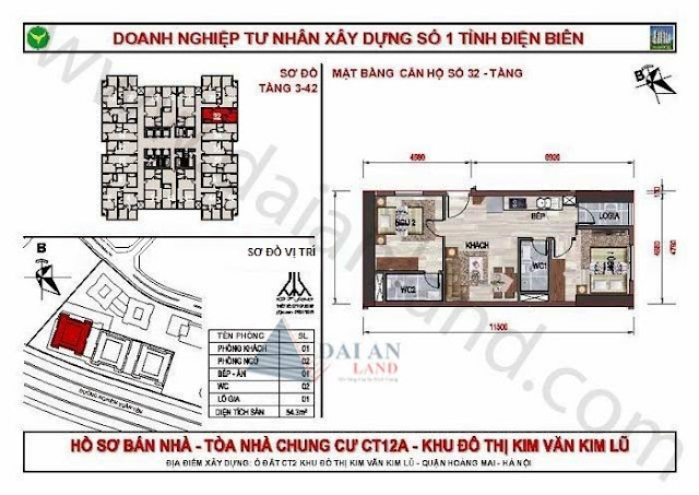 Căn 32 - Tòa CT12A Chung Cư Kim Văn Kim Lũ