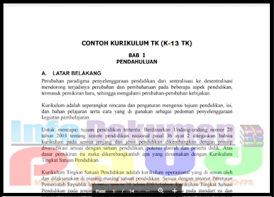 Contoh Dokumen 1 Kurikulum 2013 PAUD | TK | RA | KB | TPA 2018