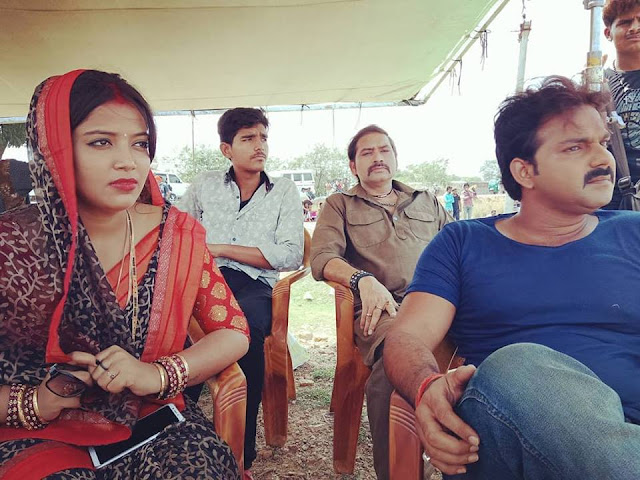 Pawan Singh Wife Jyoti Singh Set of Raja Bhojpuri Film