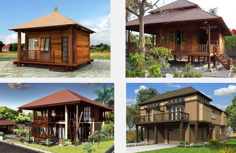 Gambar dan contoh foto  desain model rumah  kayu unik terbaru 