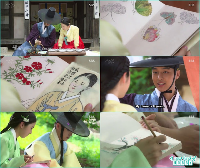 lee gyeom help making color for saimdang painting - Romantic Moments & Kisses of Lady Shin & lee Gyeom - Saimdang, Light's Diary