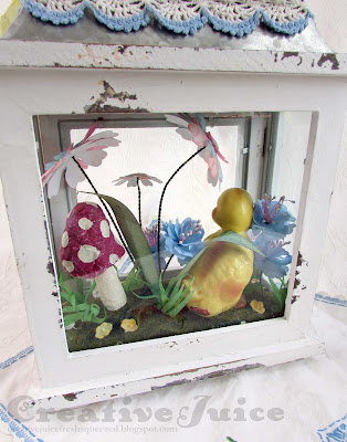 Lisa Hoel for Eileen Hull - Easter decor, vintage Lefton duckling and pretty die cut flowers
