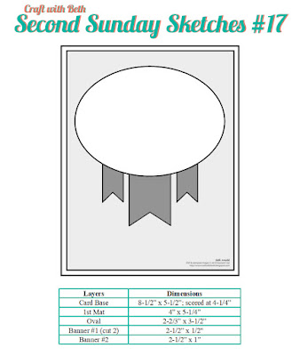 Craft with Beth: Second Sunday Sketches #17 card sketch challenge with measurements graphic