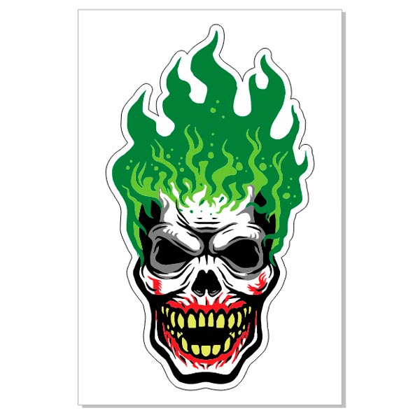 vectores sin copyright Calavera joker con fuego