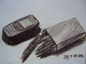 Cellular phone and a box of crayon- Original Work