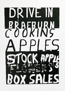 Braeburn - hand lettered graphic style print by Dick Frizzell