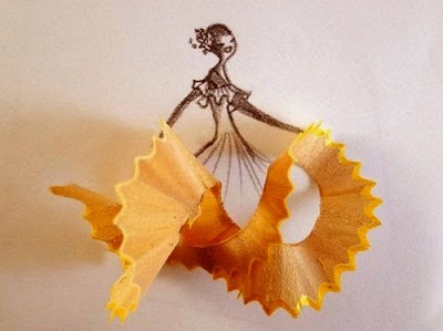 pencil shaving art on dress