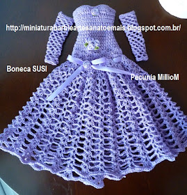 Vestido Longo de Crochê Com Luvas Para Barbie ou Susi Por Pecunia MillioM  14