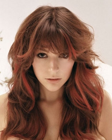 Red Long Hair Highlights 2014