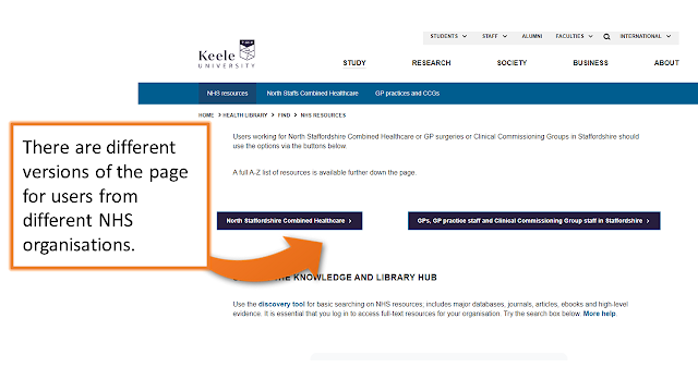 NHS resources page showing the buttons for pages for combined healthcare and the GPs / CCGs