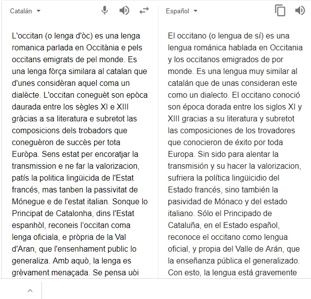 L'occitan (o lenga d'òc) es una lenga romanica parlada en Occitània e pels occitans emigrats de pel monde. Es una lenga fòrça similara al catalan que d'unes considèran aquel coma un dialècte. L'occitan coneguèt son epòca daurada entre los sègles XI e XIII gràcias a sa literatura e subretot las composicions dels trobadors que coneguèron de succès per tota Euròpa. Sens estat per encoratjar la transmission e ne far la valorizacion, patís la politica lingüicida de l'Estat francés, mas tanben la passivitat de Mónegue e de l'estat italian. Sonque lo Principat de Catalonha, dins l'Estat espanhòl, reconeis l’occitan coma lenga oficiala, e pròpria de la Val d'Aran, que l'ensenhament public lo generaliza. Amb aquò, la lenga es grèvament menaçada. Se pensa uòi que mens de 200.000 personas la parlan.