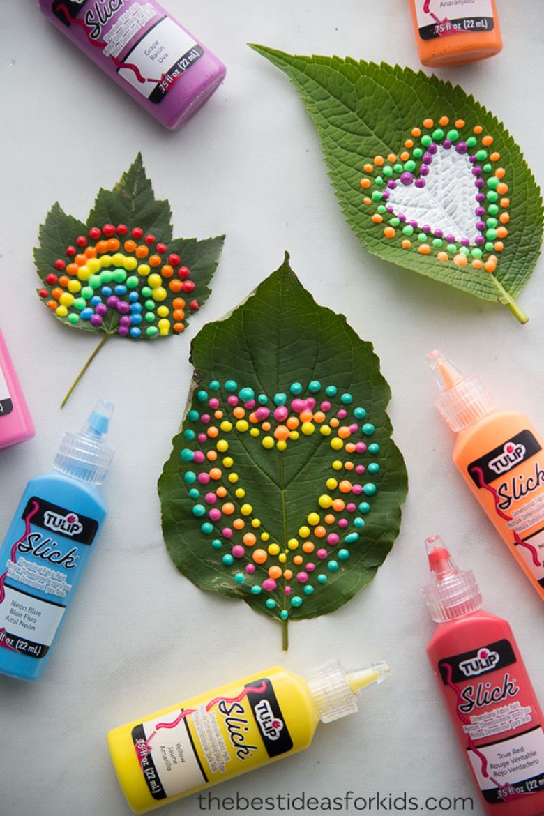 puffy paint leaf craft