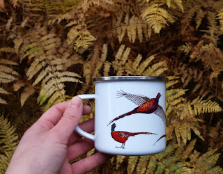 Pheasants Enamel mug by Alice Draws The Line