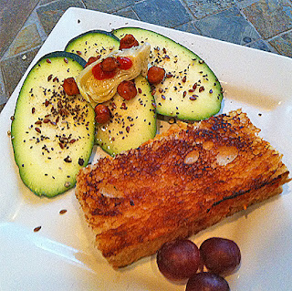 Grilled Chick Pea, Cheese and Broccolini Sandwich,Side of Zucchini