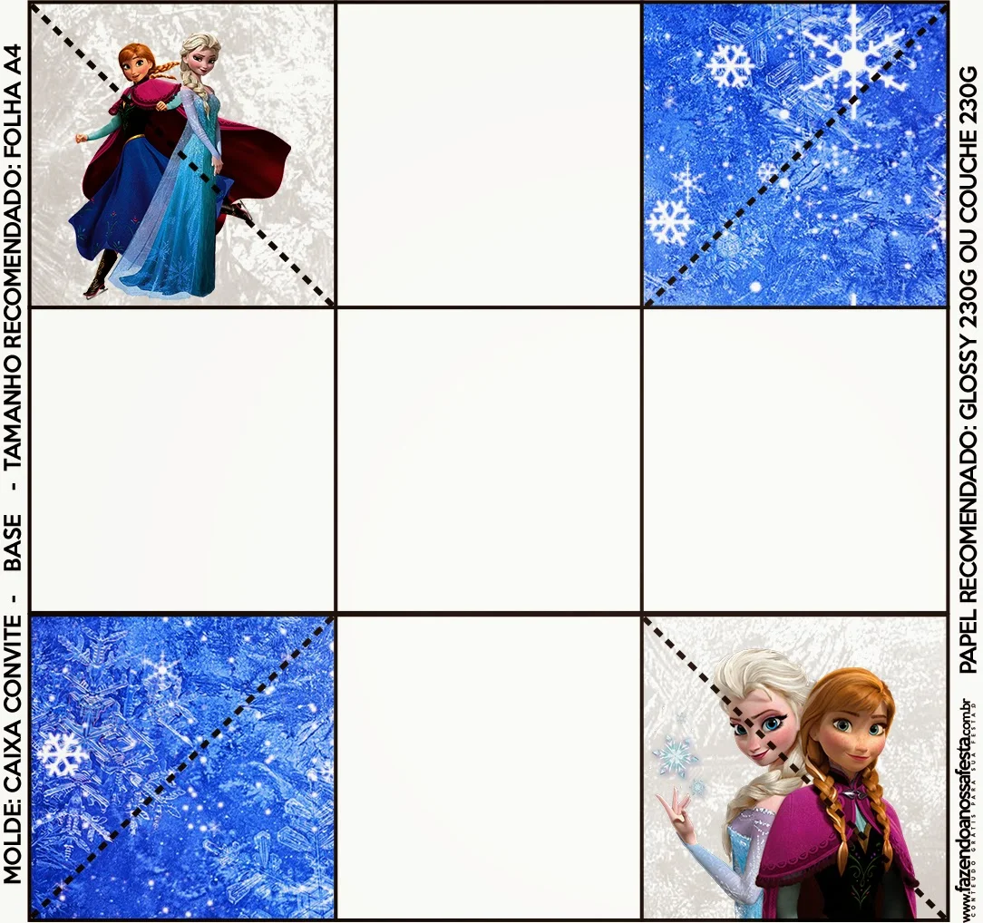 Free Frozen Printable The bottom of the invitation box of Frozen. 