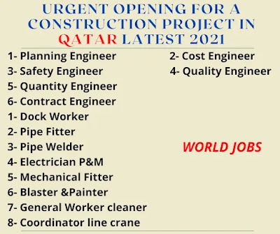 Urgent opening for a construction project in QATAR Latest 2021