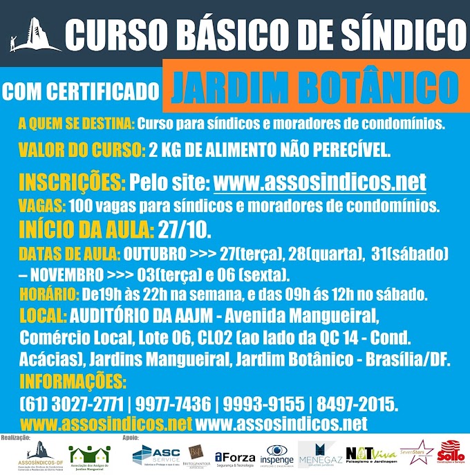 Curso Básico de Síndico por 2 quilos de alimento no Jardim Botânico