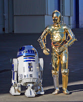 R2-D2 and C3-PO at unveiling of Star Wars R2-D2 jet, Boeing, Everett Washington