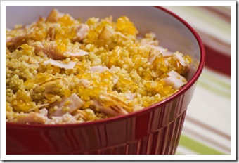 Salada de quinua tangerina e peito de peru