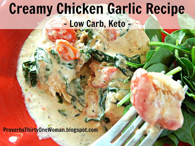 Creamy Chicken Garlic Recipe - Low Carb, Keto