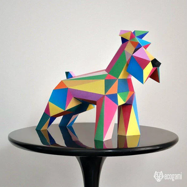 folded paper schnauzer dog model