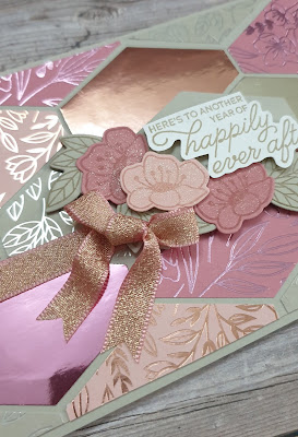 Stampin up tailored tag punch foil paper anniversary card
