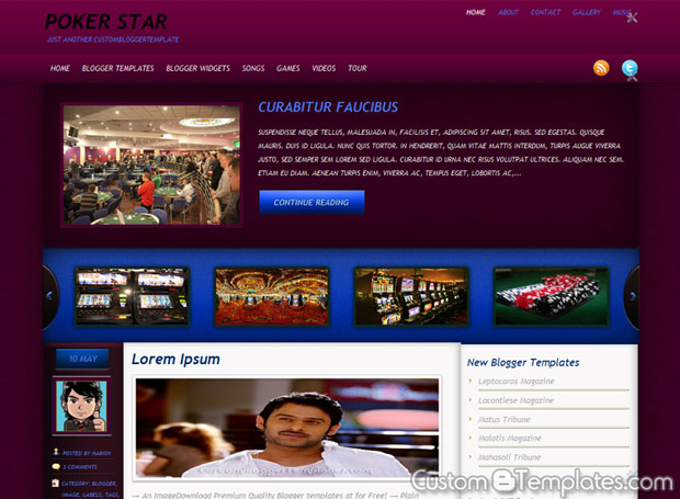 Poker Star Blogger Template