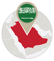 Saudi flag and map