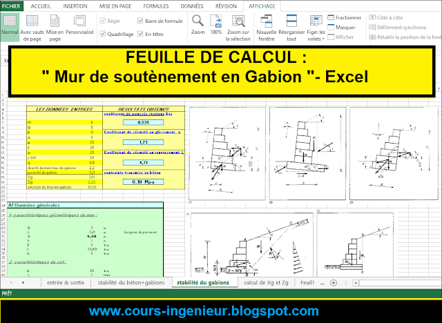"Simplifiez vos calculs de murs de soutènement en gabion avec notre feuille de calcul Excel dédiée, disponible en téléchargement gratuit."