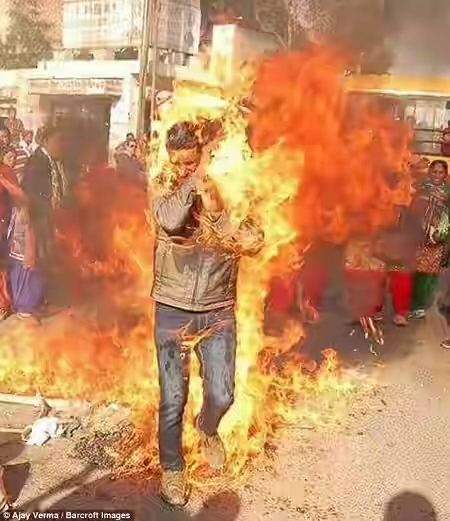 Oh My! Man Accidentally Set Himself on Fire in Broad Daylight During Public Protest 