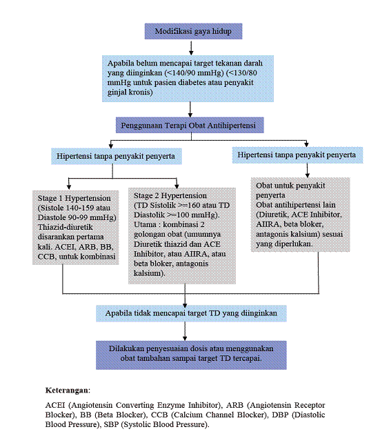 Penatalaksanaan Hipertensi, ACEI, ARB, BB, CCB, DBP, SBP, Angiotensin Converting Enzyme Inhibitor, Angiotensin Receptor Blocker, Beta Blocker, Calcium Channel Blocker, Diastolic Blood Pressure, Systolic Blood Pressure