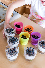 Mini trifle banana bread and blueberries for family