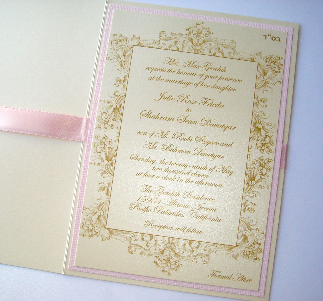 Pink And Champagne Wedding Invitations 3