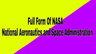 Full Form Of NASA