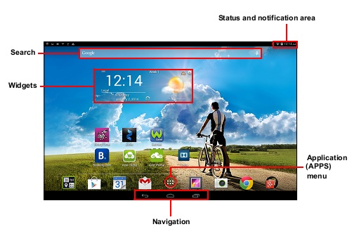 The Acer ICONIA Tab 10 Home screen