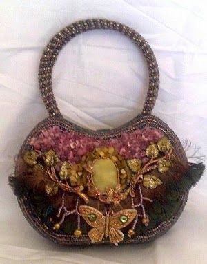 Yvonne Flora Clutch with Amethyst and Precious Stones