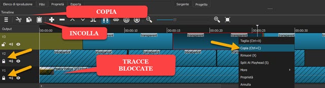 copia incolla delle clip lungo tutto il video