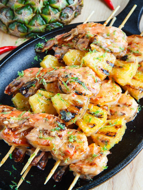 Grilled coconut and pineapple sweet chilli shrimps - Ioanna's Notebook