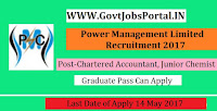 Power Management Limited Recruitment 2017– Chartered Accountant, Junior Chemist