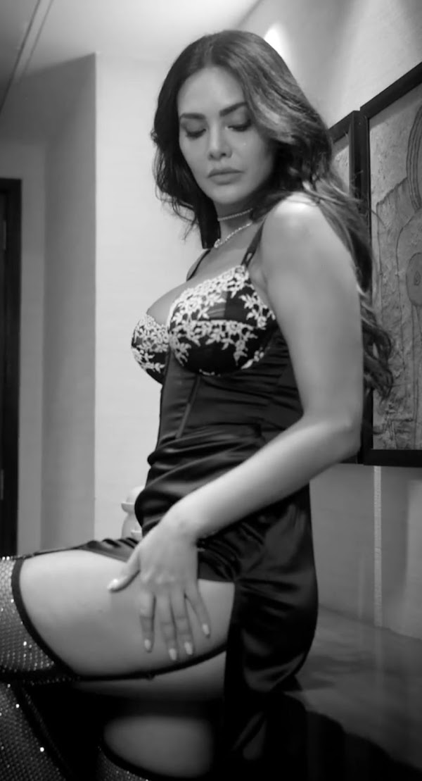 Esha Gupta fishnet stockings sexy legs bollywood actress