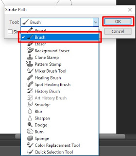 cara ke tiga Merubah Garis Pen Tool Menjadi Brush Tool Photoshop