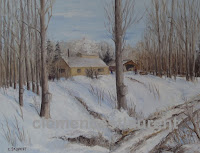 Sap collecting season, 11 x 14 oil painting by Clemence St. Laurent - collecting maple sap in a sugarbush in March