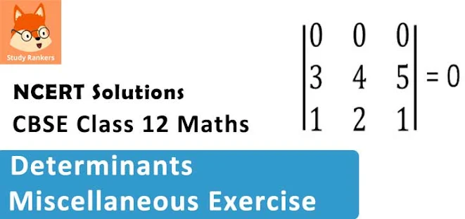 Class 12 Maths NCERT Solutions for Chapter 4 Determinants Miscellaneous Exercise