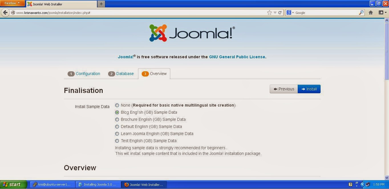 Cara Install Joomla di Ubuntu Server 12.04