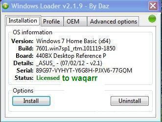 Windows 7 loader 2.1.9 by DAZ
